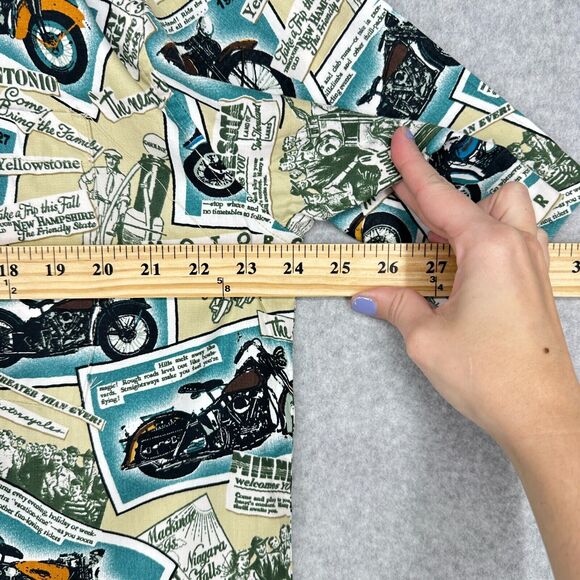 Dem Crazy Shirt Mens L Blue Motorcycles Road Trip All Over Print Travel Novelty - Picture 11 of 15